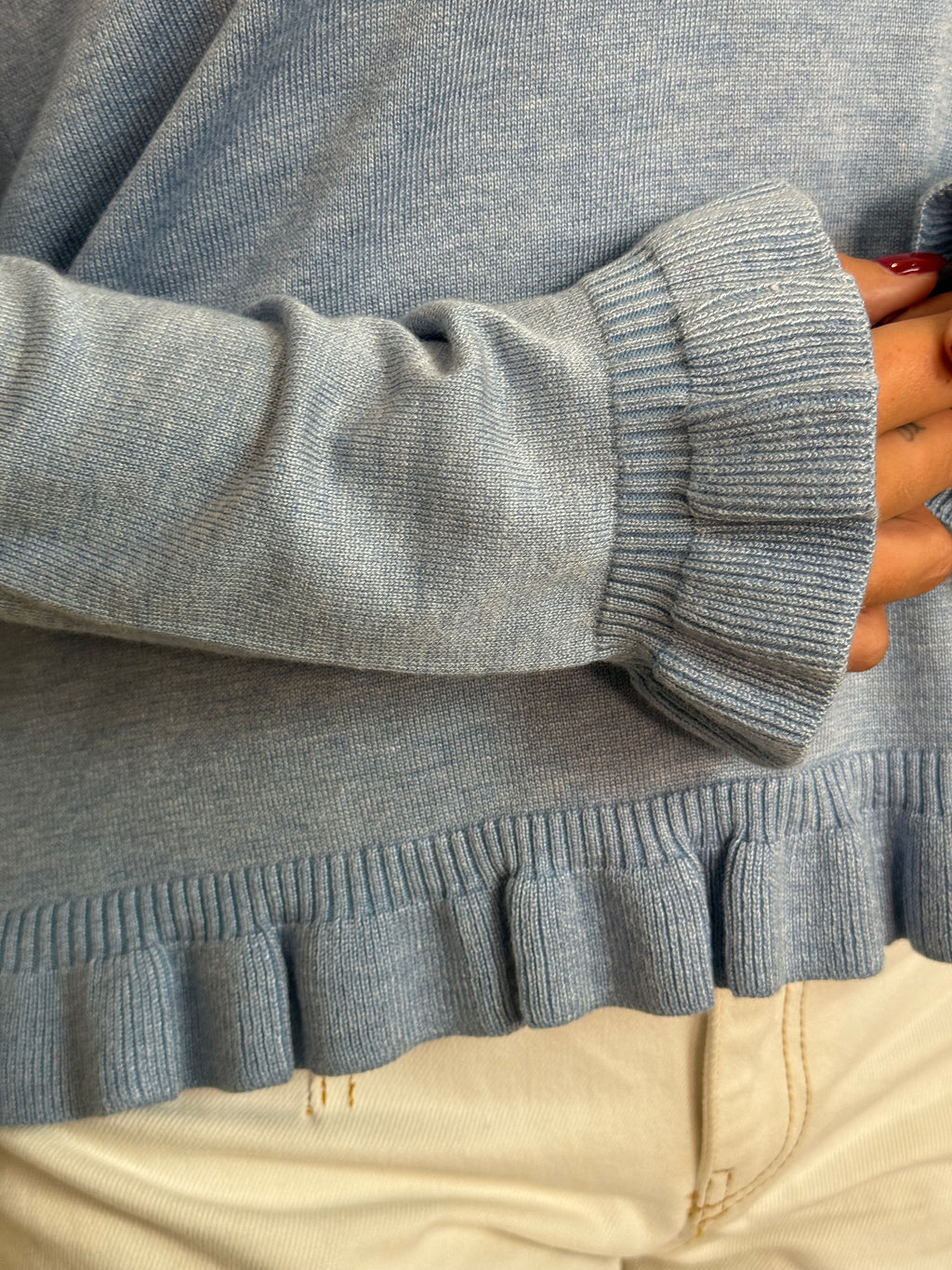 Blue Frill Knit Jumper