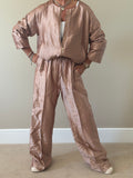Pink Shimmer Wide Leg Trousers