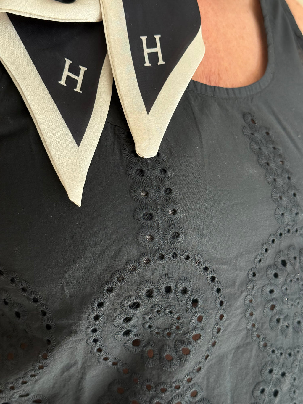 Black Broderie Anglaise Top