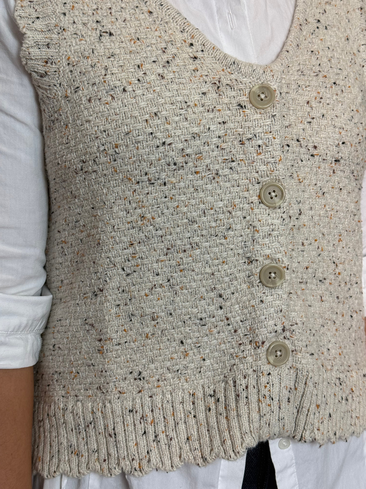 Cream Fleck Knit Vest