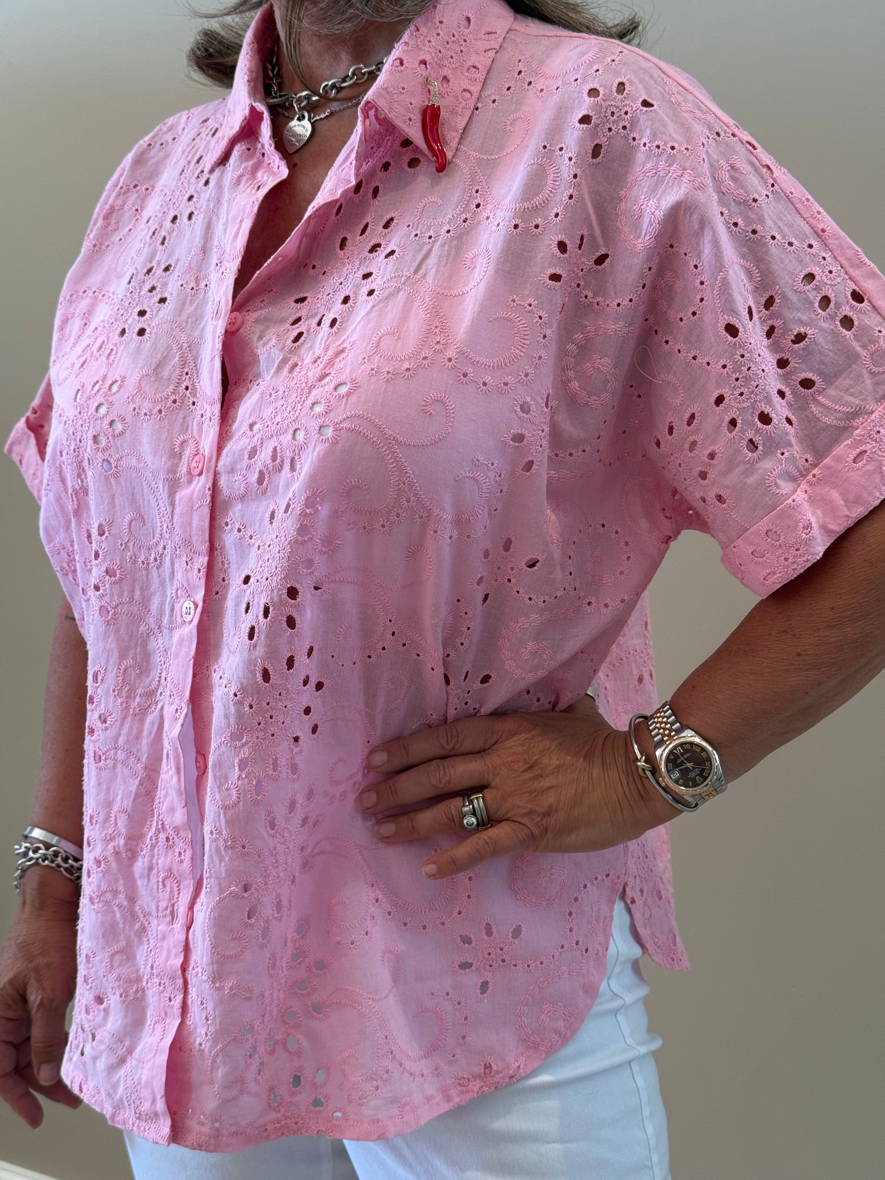 Pink Broderie Anglaise Blouse