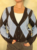 Brown & Blue Argyle Cardigan
