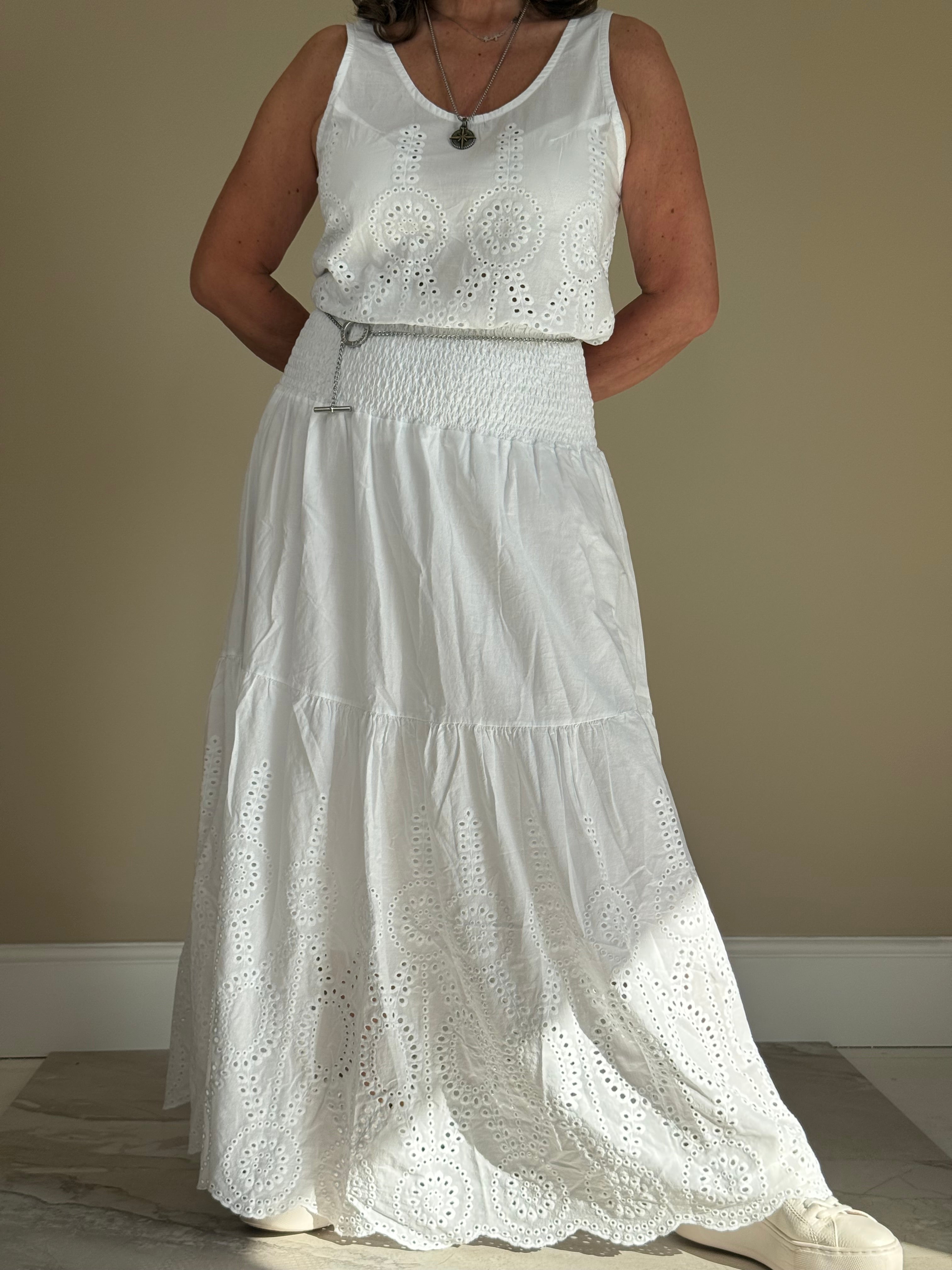 White Broderie Anglaise Skirt