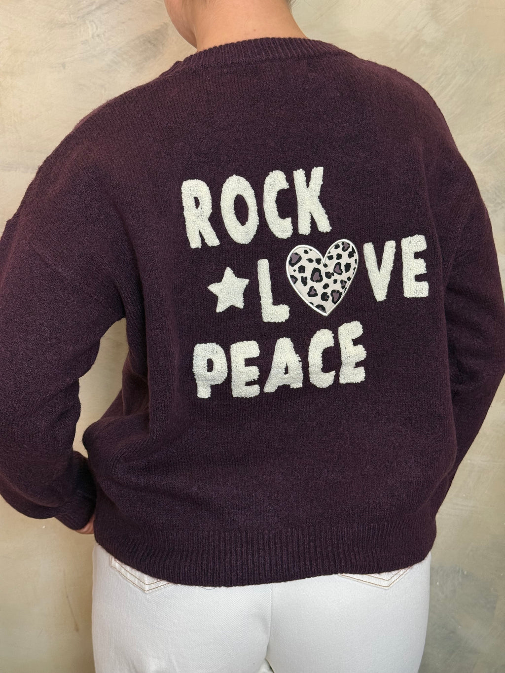 Burgundy Graphic Knit Jumper