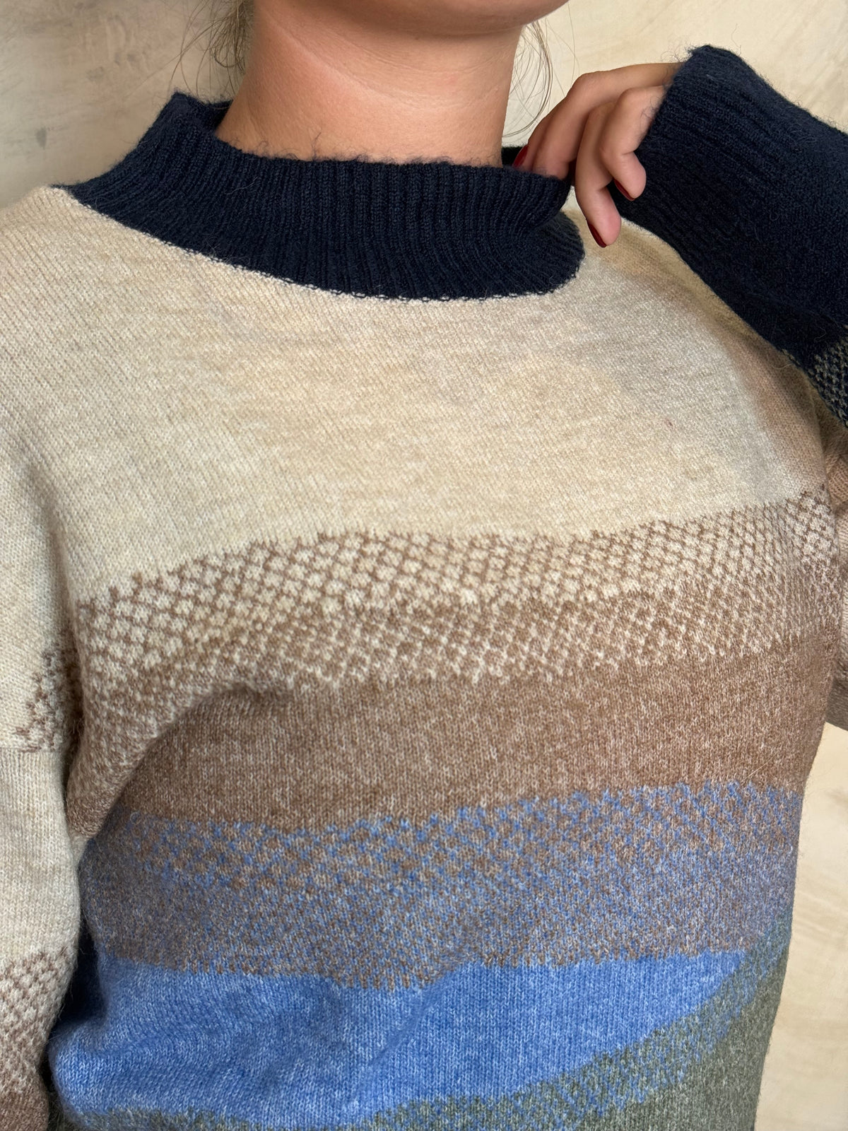 Blue & Navy Colour Block Knit Jumper