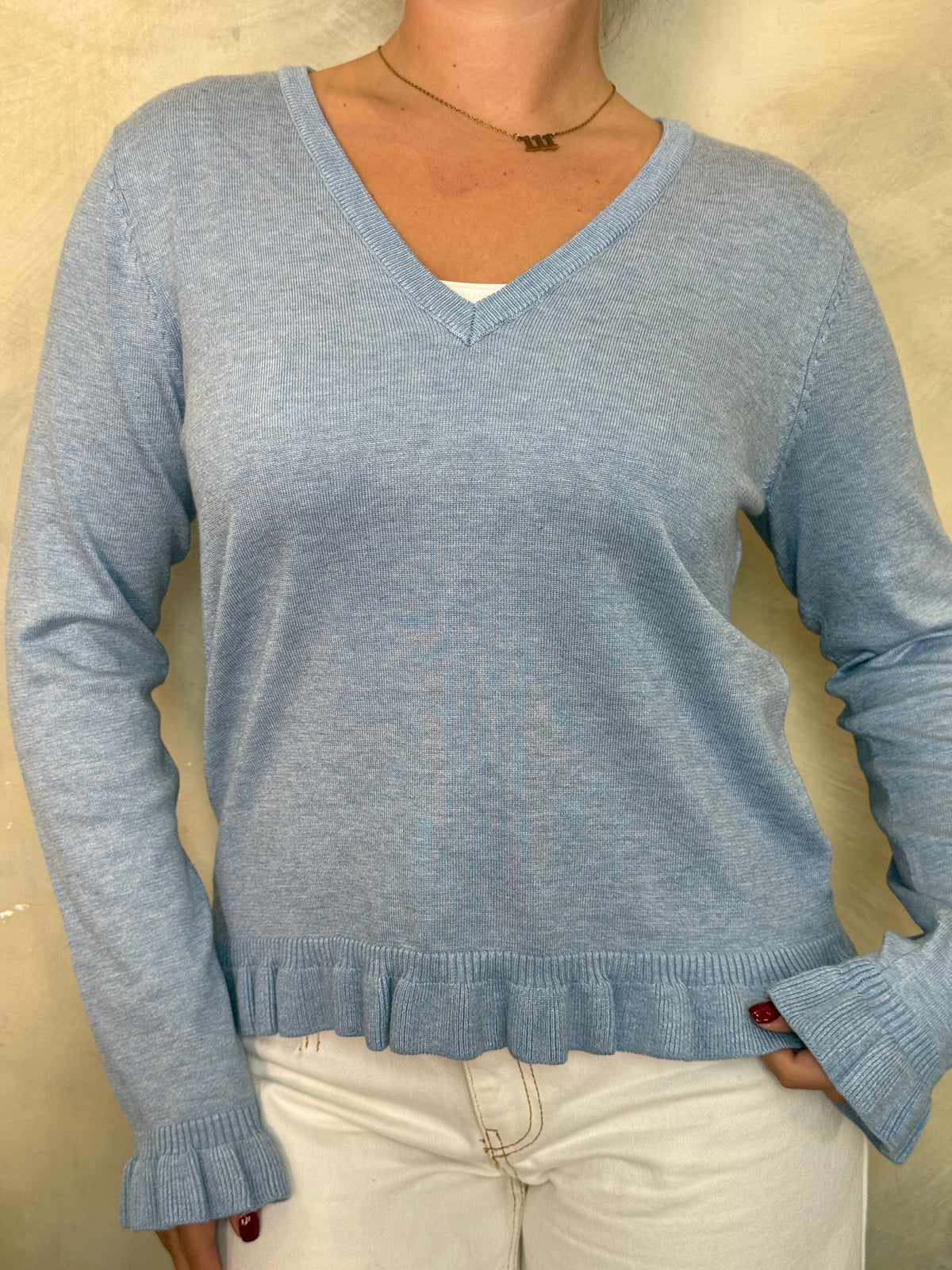 Blue Frill Knit Jumper