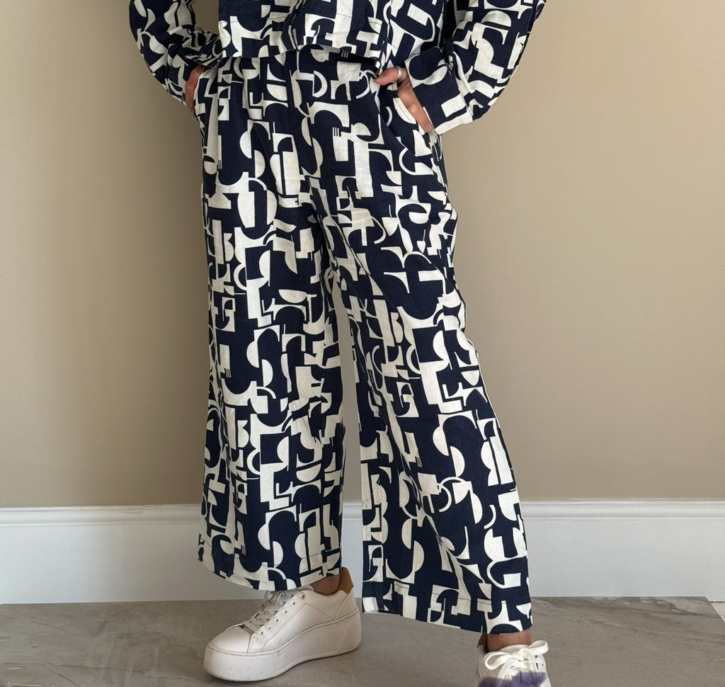 Linen Geometric Trousers