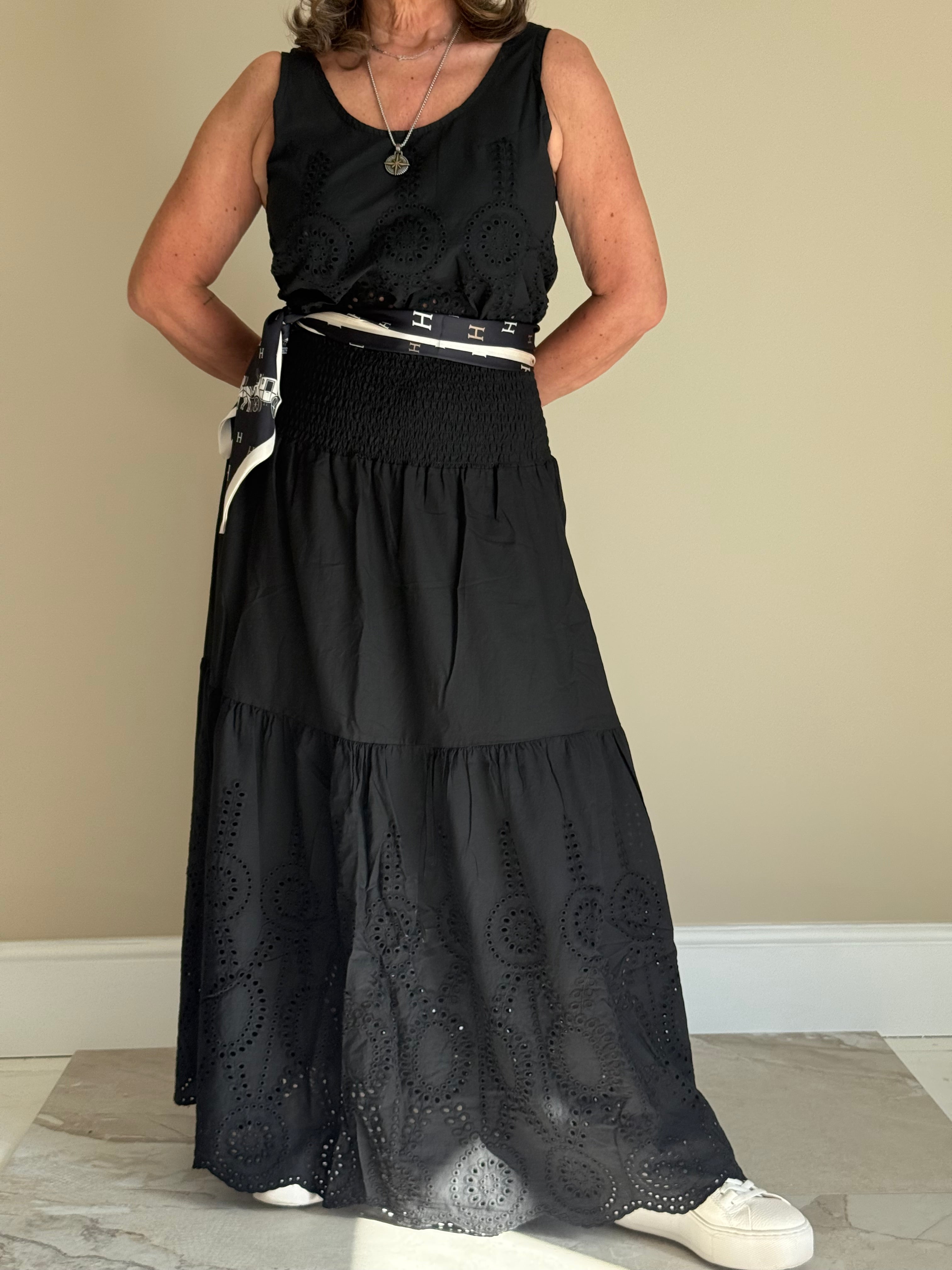 Black Broderie Anglaise Skirt