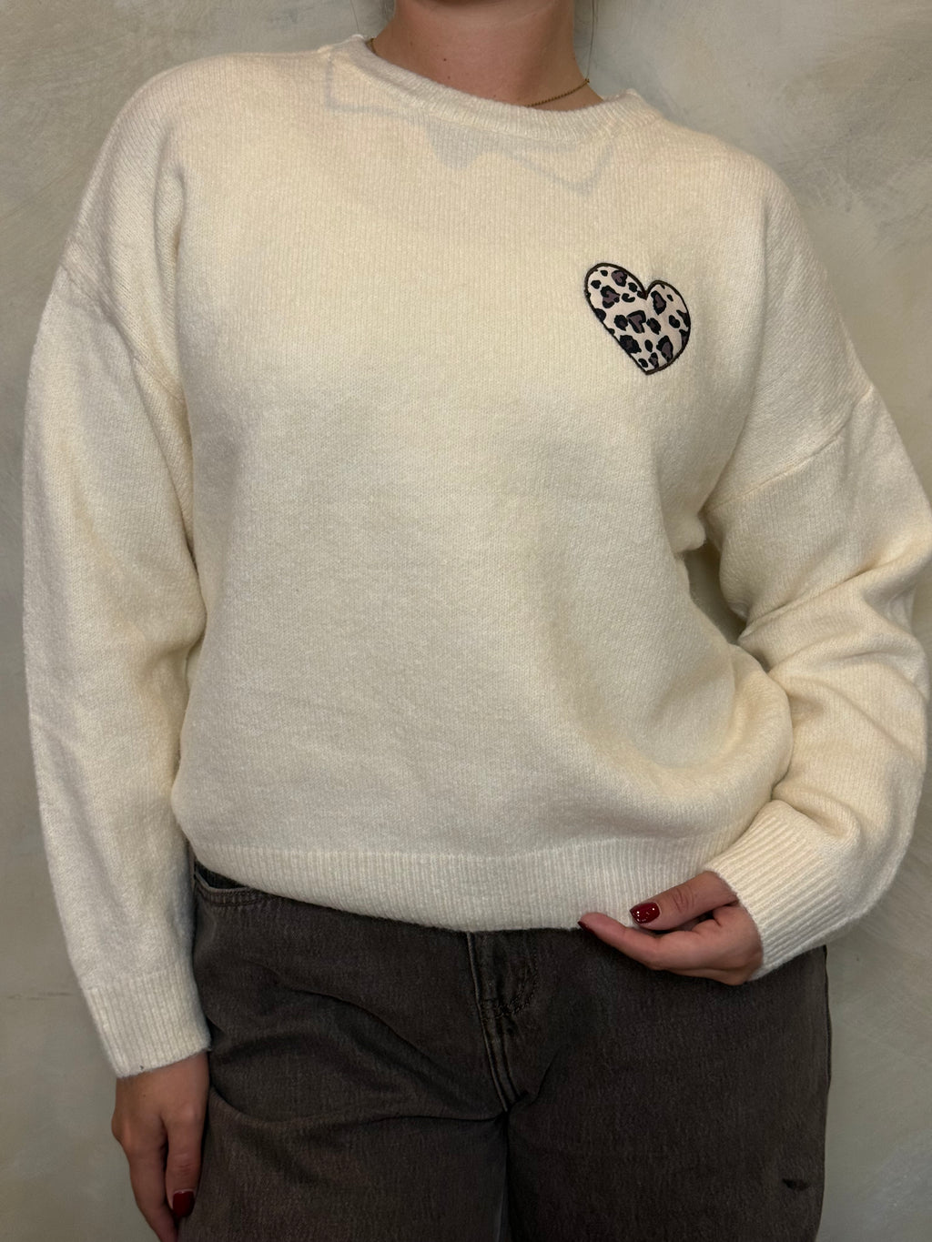 Cream Graphic Knit Jumper