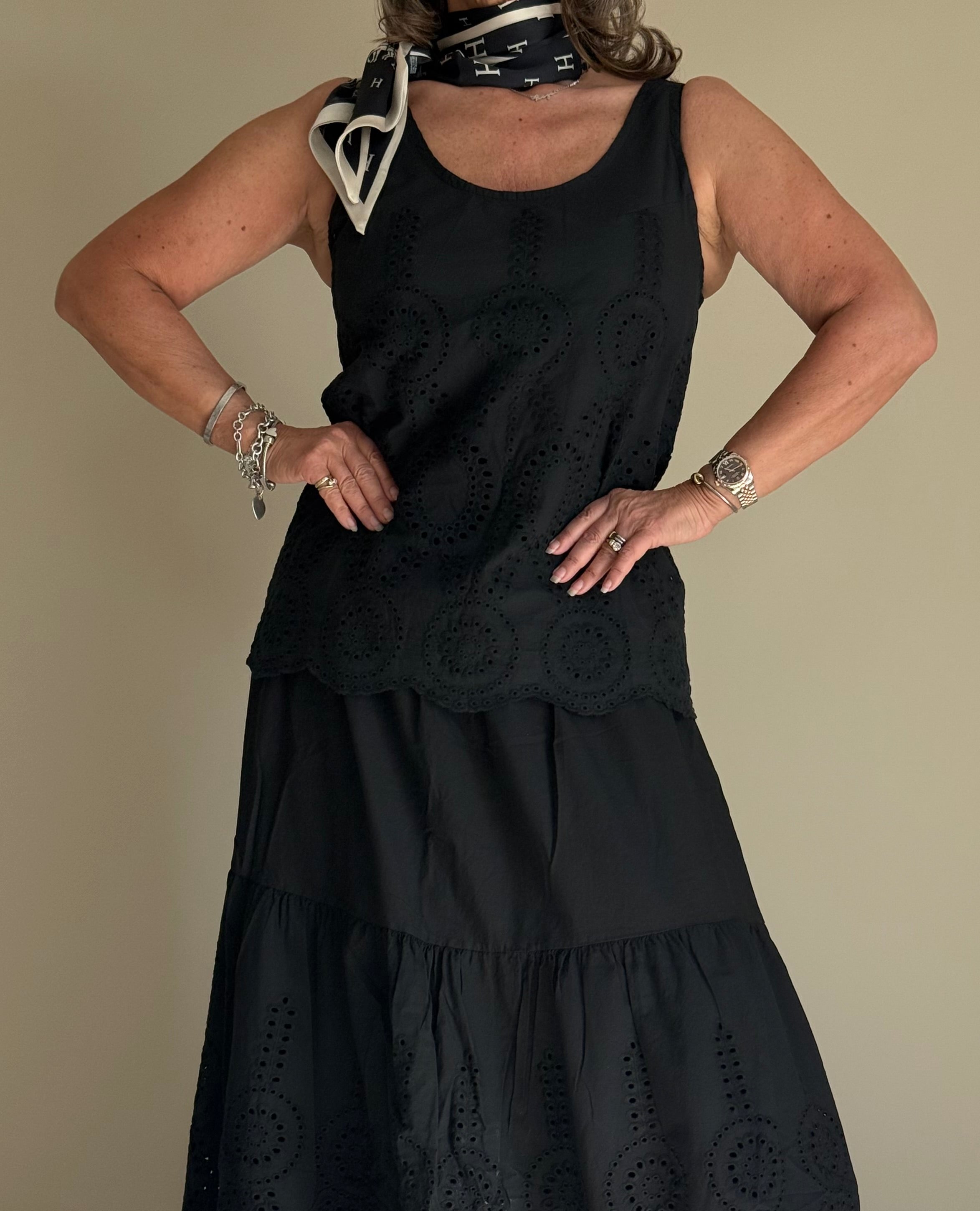 Black Broderie Anglaise Top