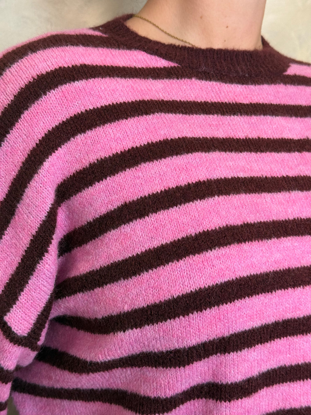 Pink & Burgundy Striped Jumper