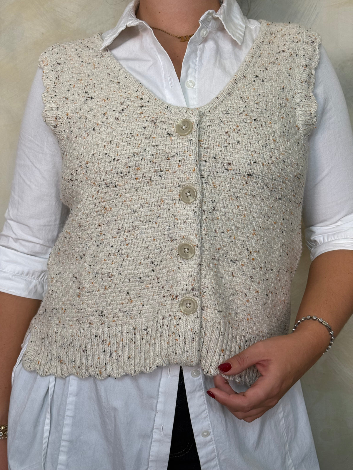Cream Fleck Knit Vest