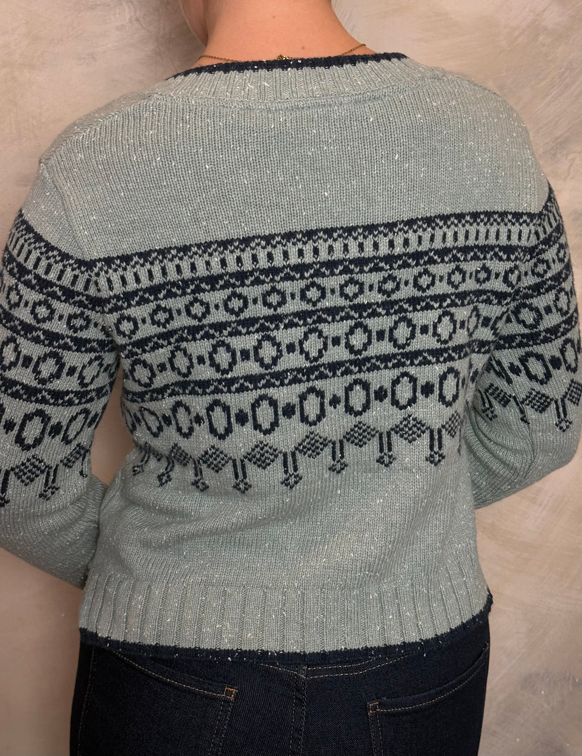 Sage Fair Isle Knitted Cardigan