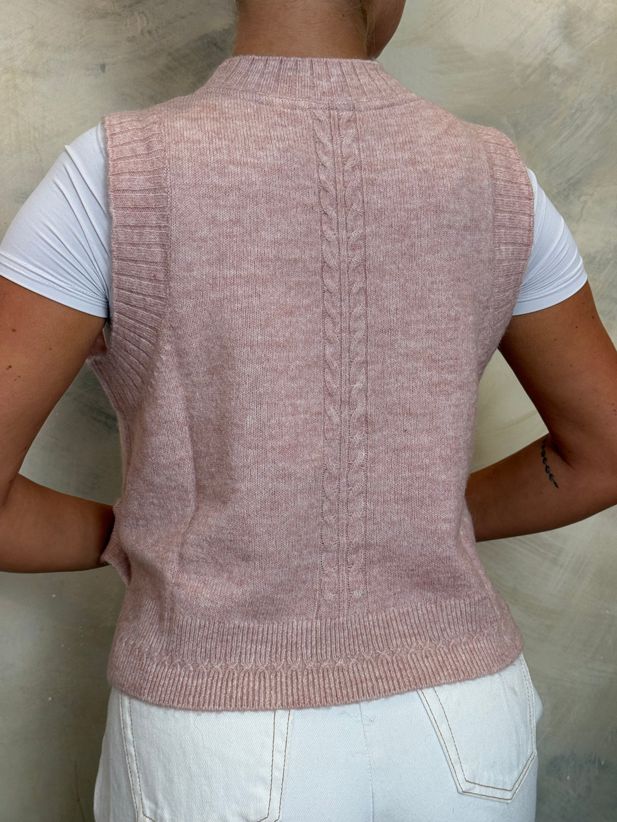 Soft Blush Knitted Button Vest