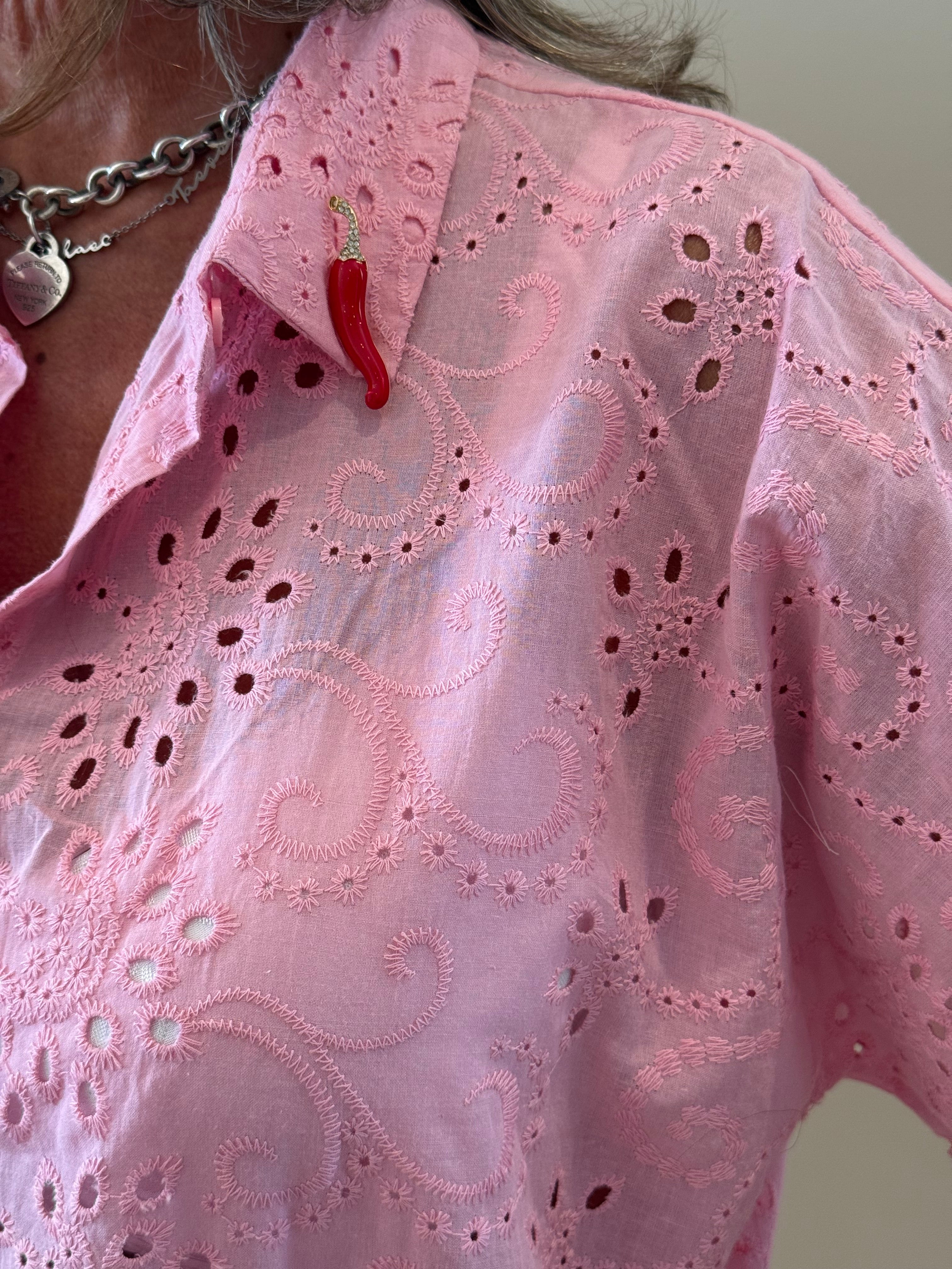 Pink Broderie Anglaise Blouse