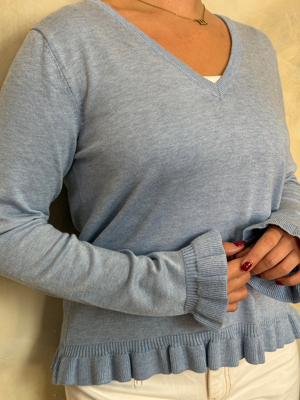 Blue Frill Knit Jumper