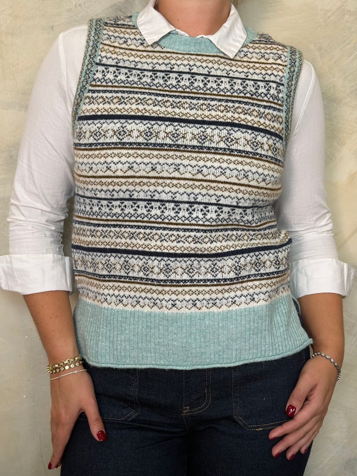 Sage Fair Isle Knit Vest