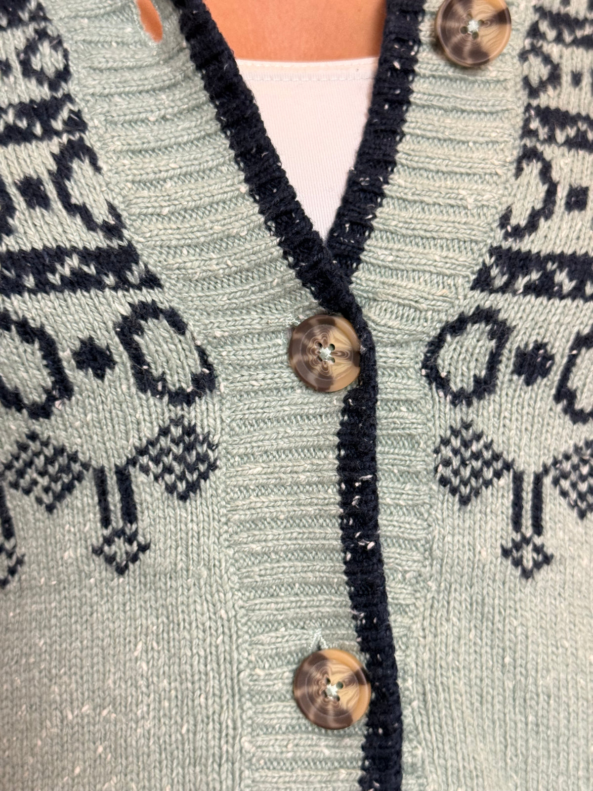 Sage Fair Isle Knitted Cardigan