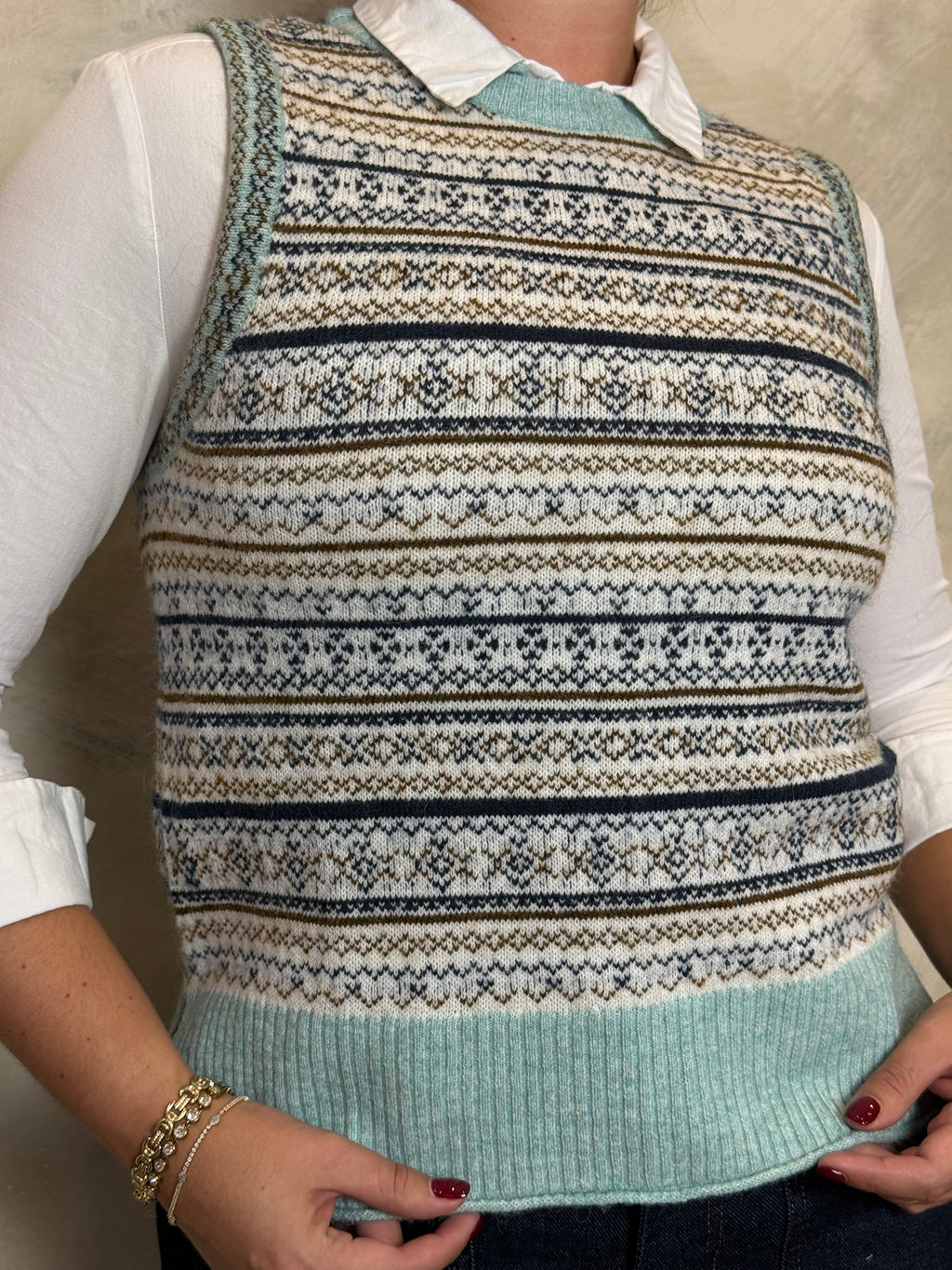 Sage Fair Isle Knit Vest