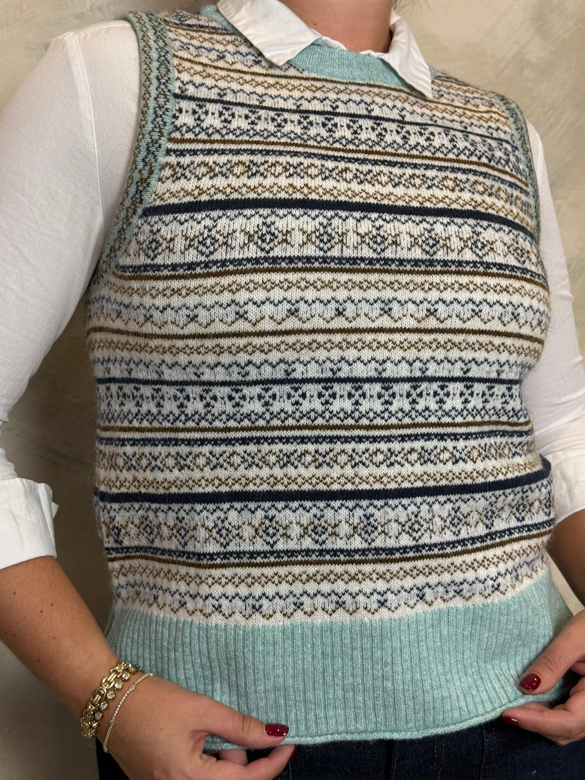 Sage Fair Isle Knit Vest