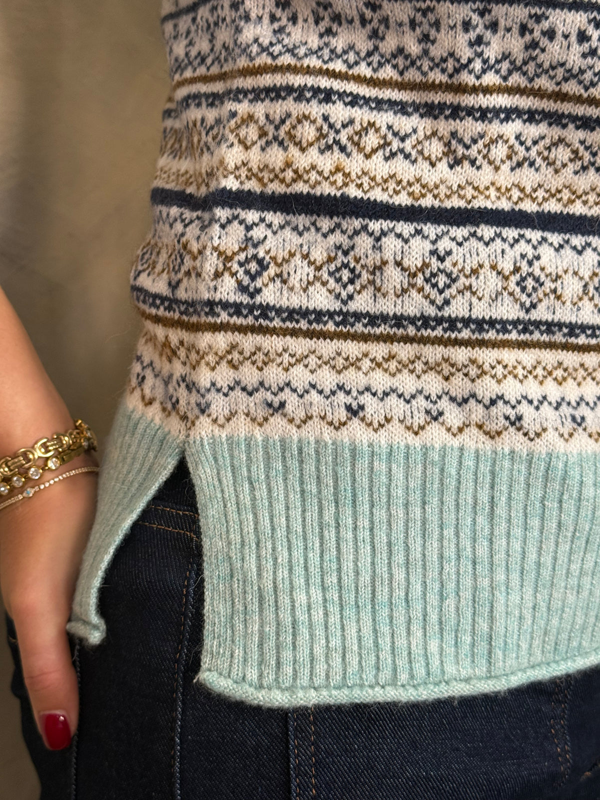 Sage Fair Isle Knit Vest