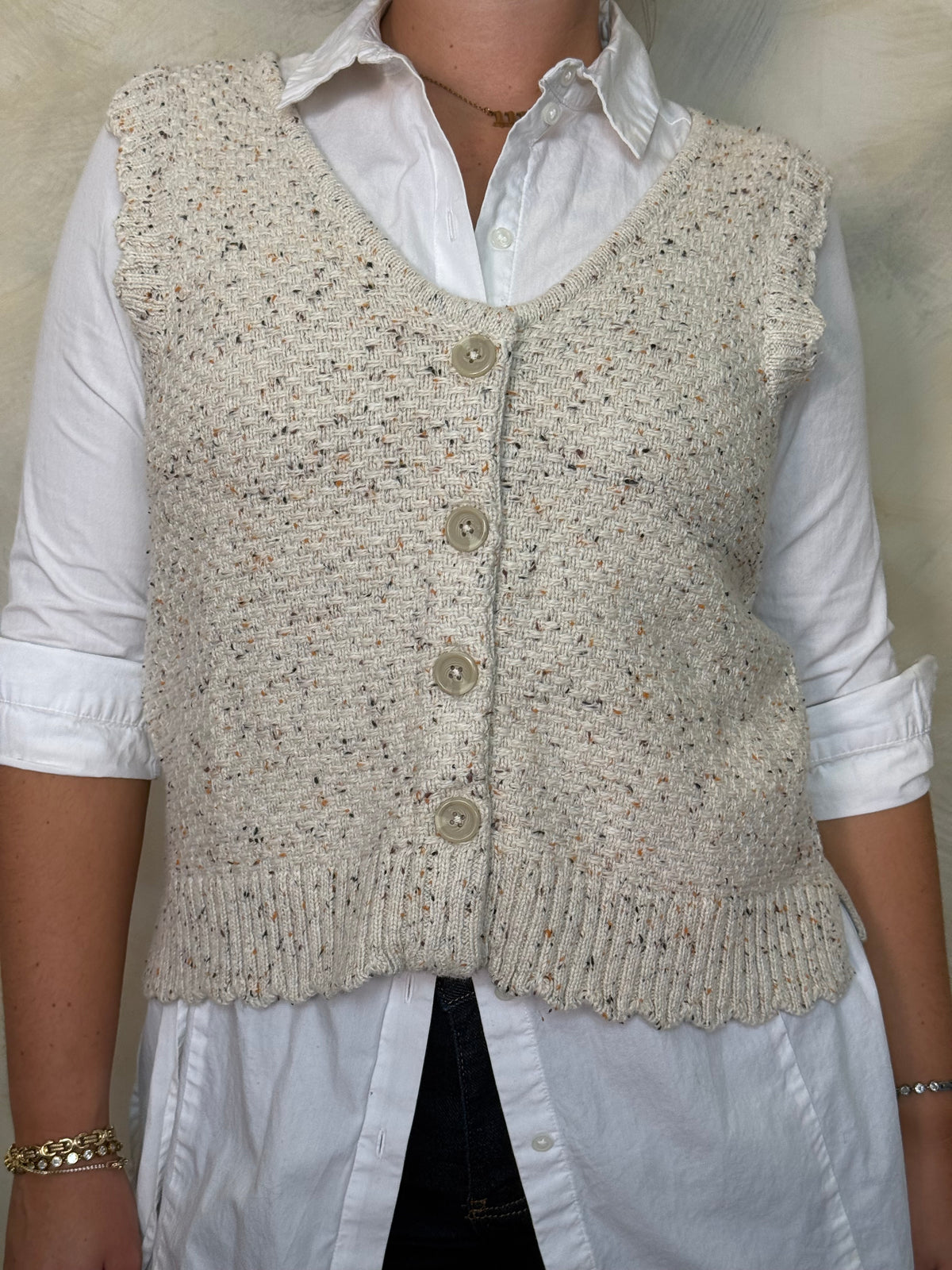 Cream Fleck Knit Vest