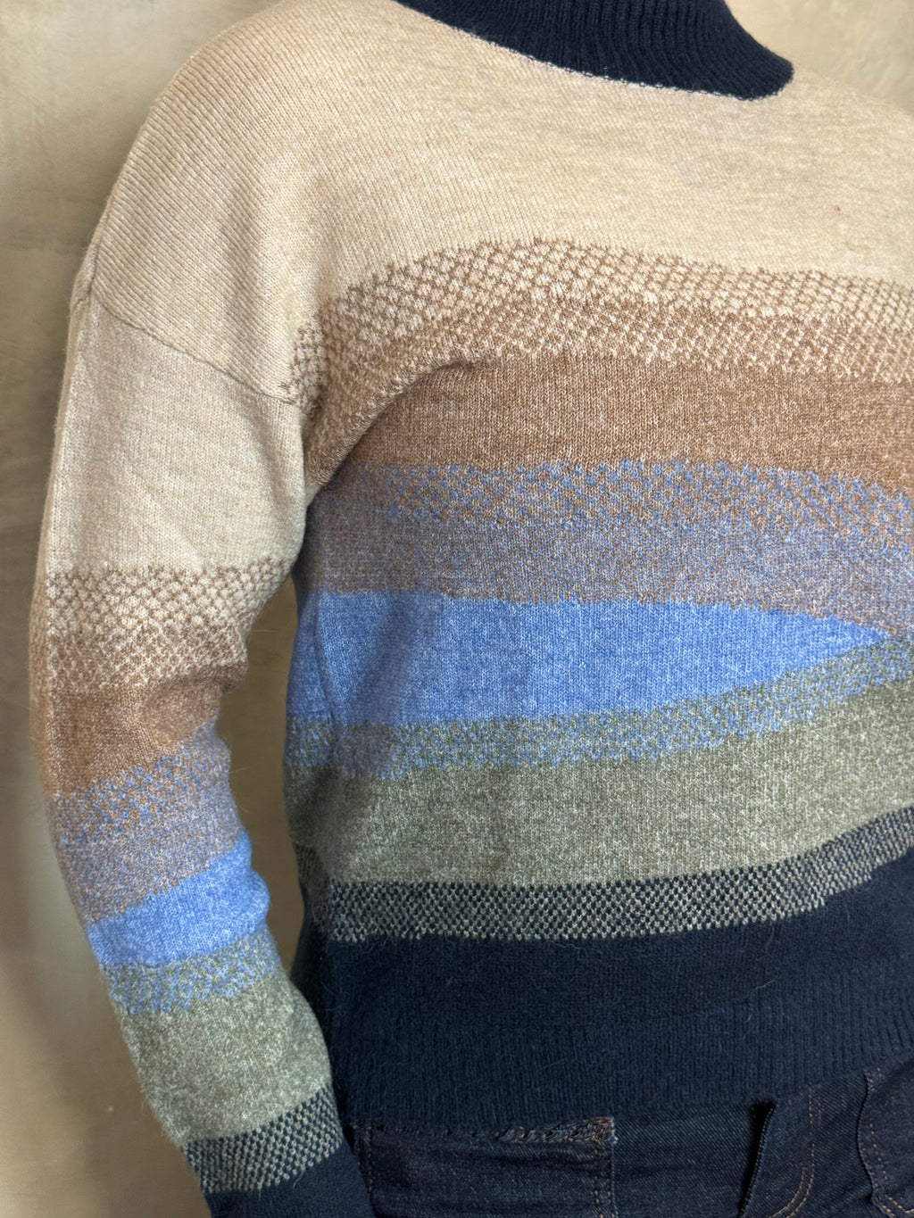 Blue & Navy Colour Block Knit Jumper