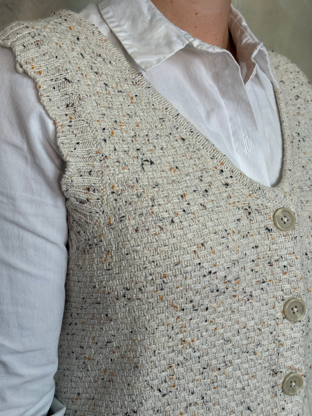 Cream Fleck Knit Vest