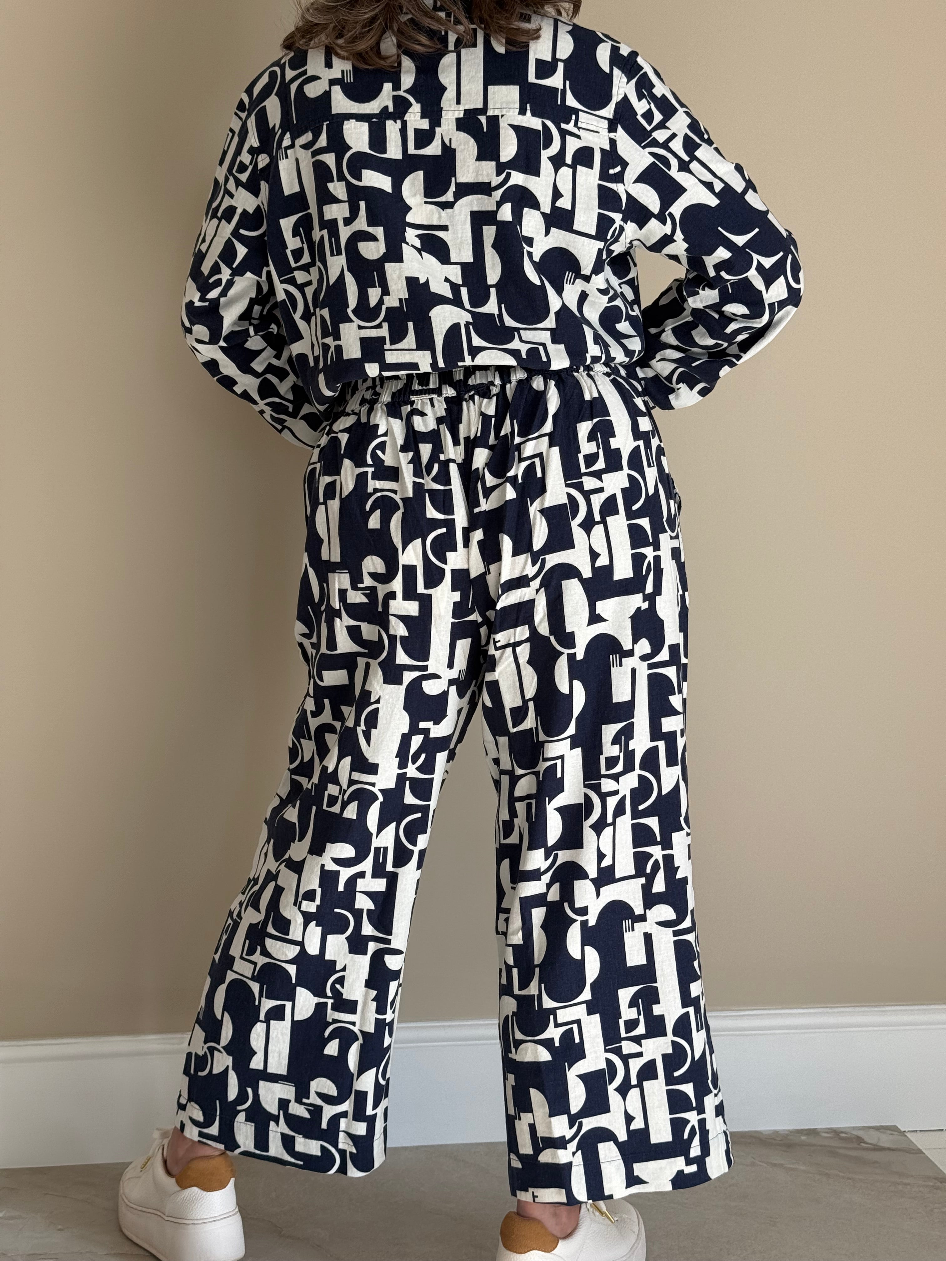 Linen Geometric Trousers