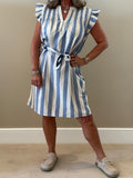 Blue Striped Midi Dress