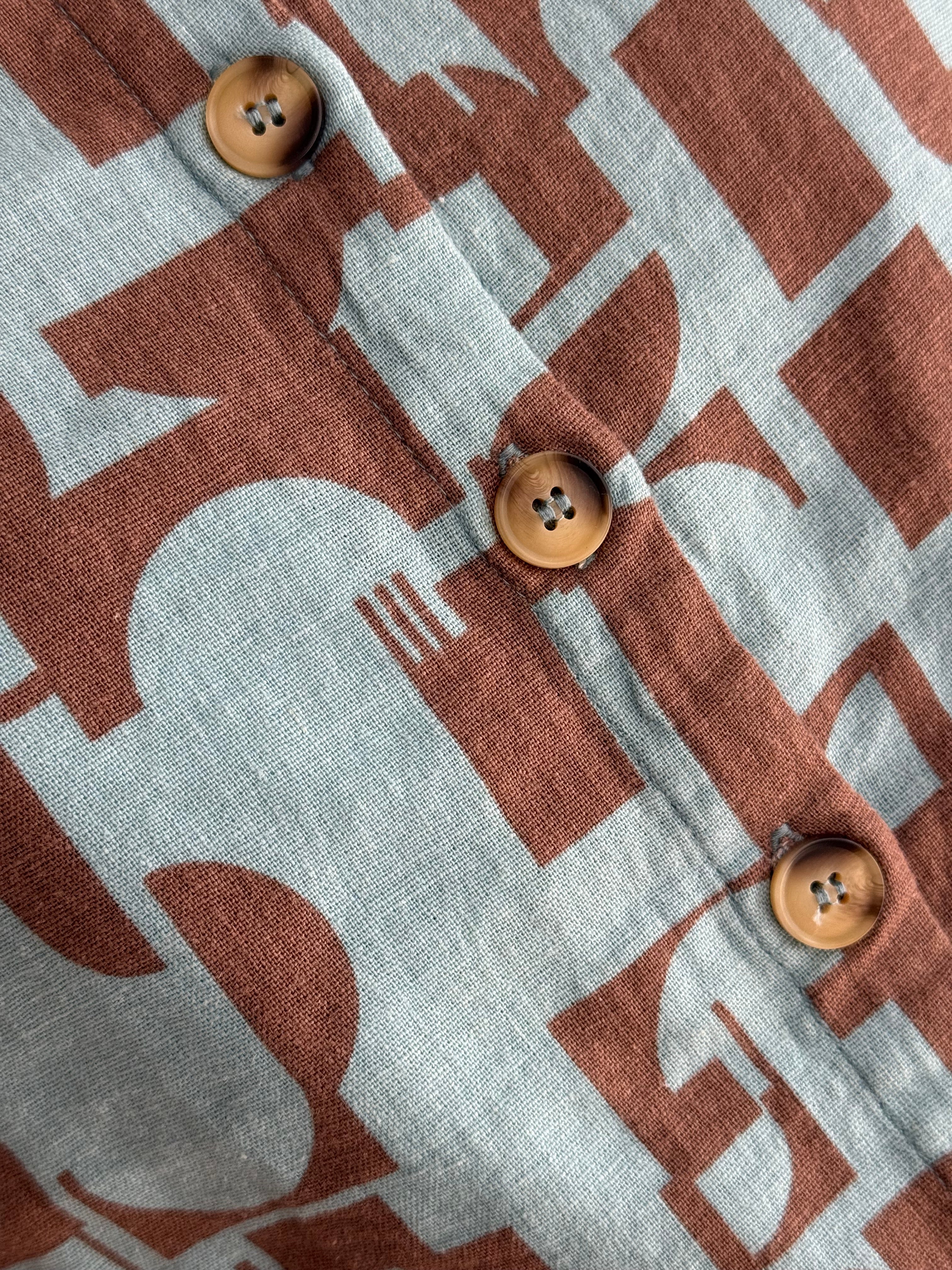 Teal Two Tone Linen Top
