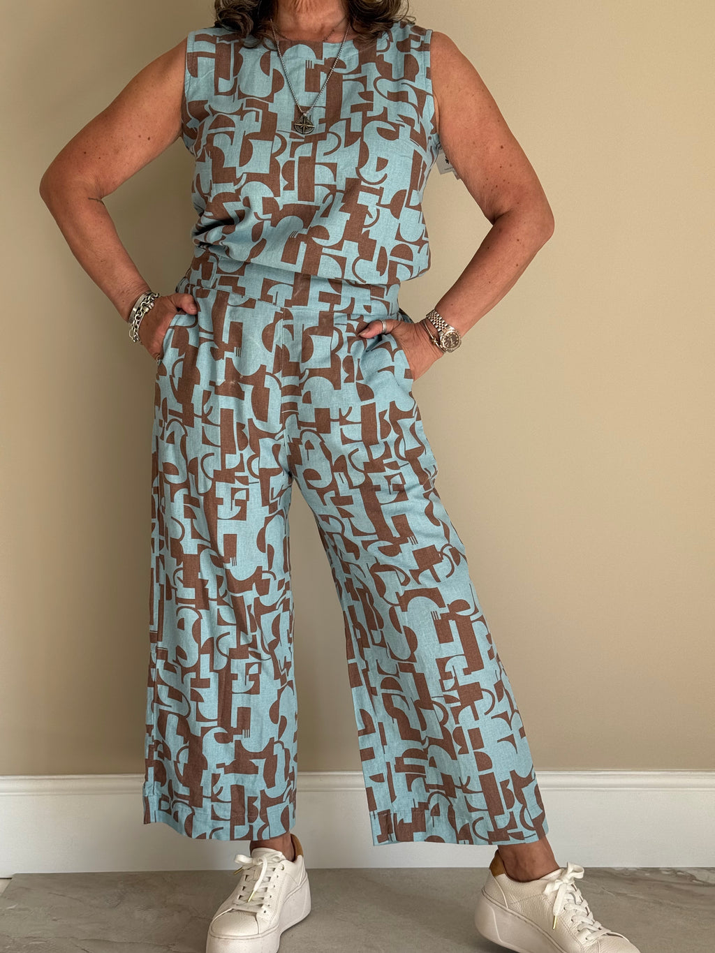 Teal Two Tone Linen Top