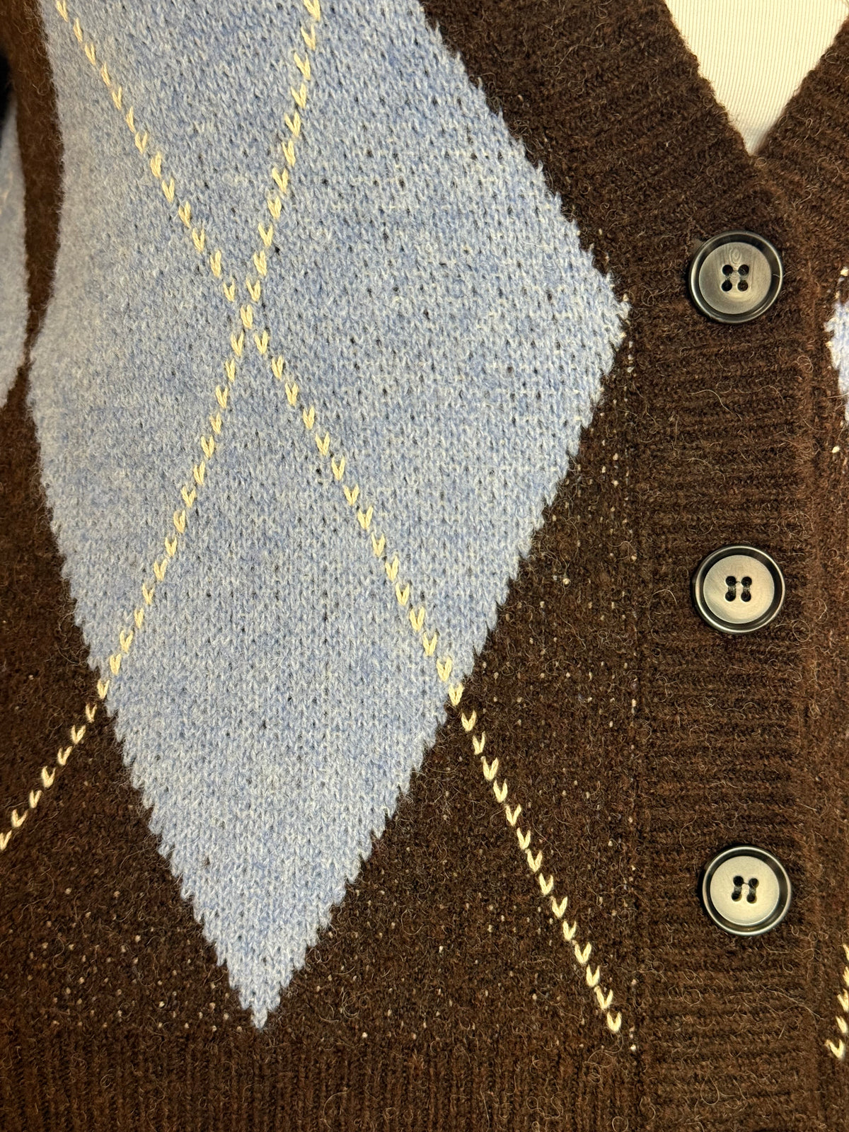 Brown & Blue Argyle Cardigan