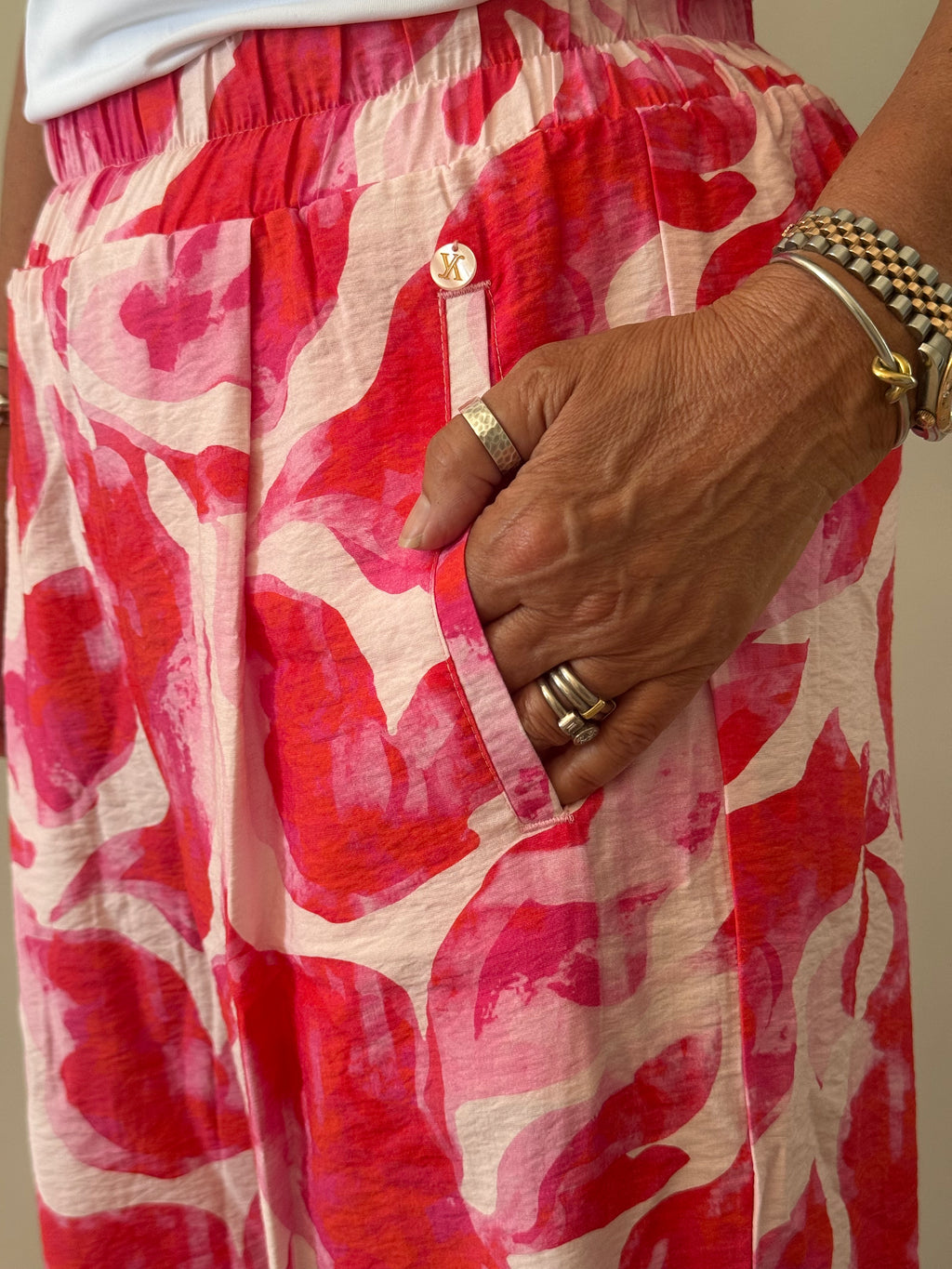 Pink and Red Wide Leg Trouser