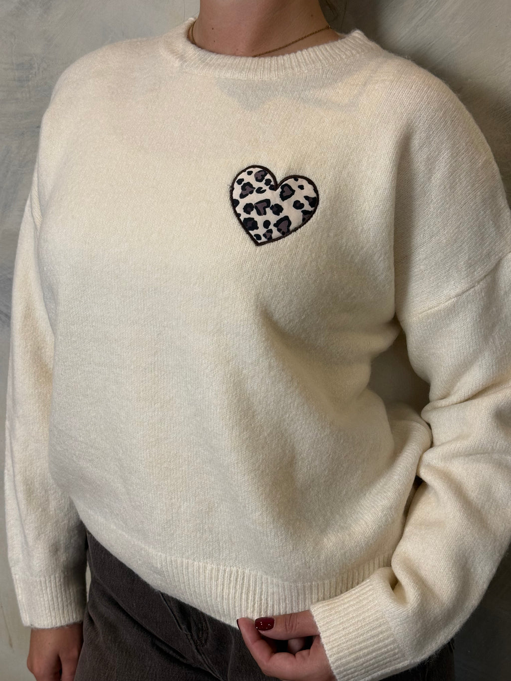 Cream Graphic Knit Jumper