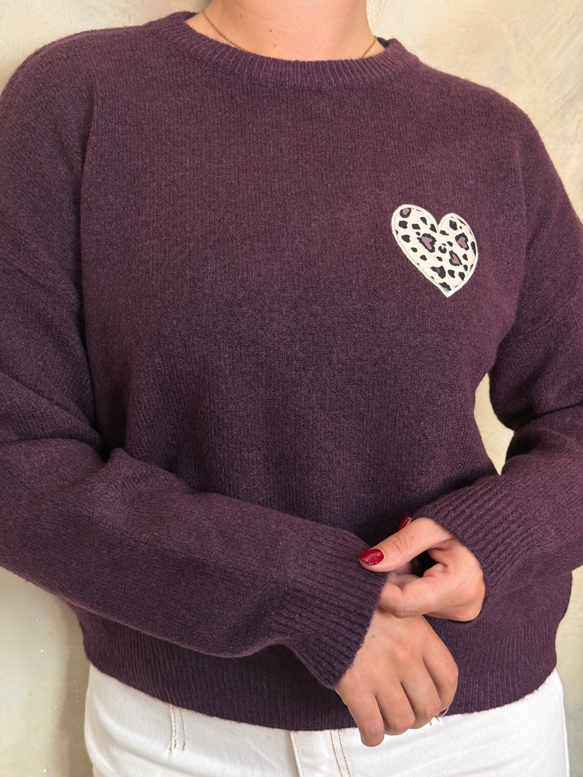 Burgundy Graphic Knit Jumper