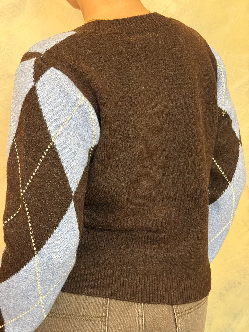 Brown & Blue Argyle Cardigan
