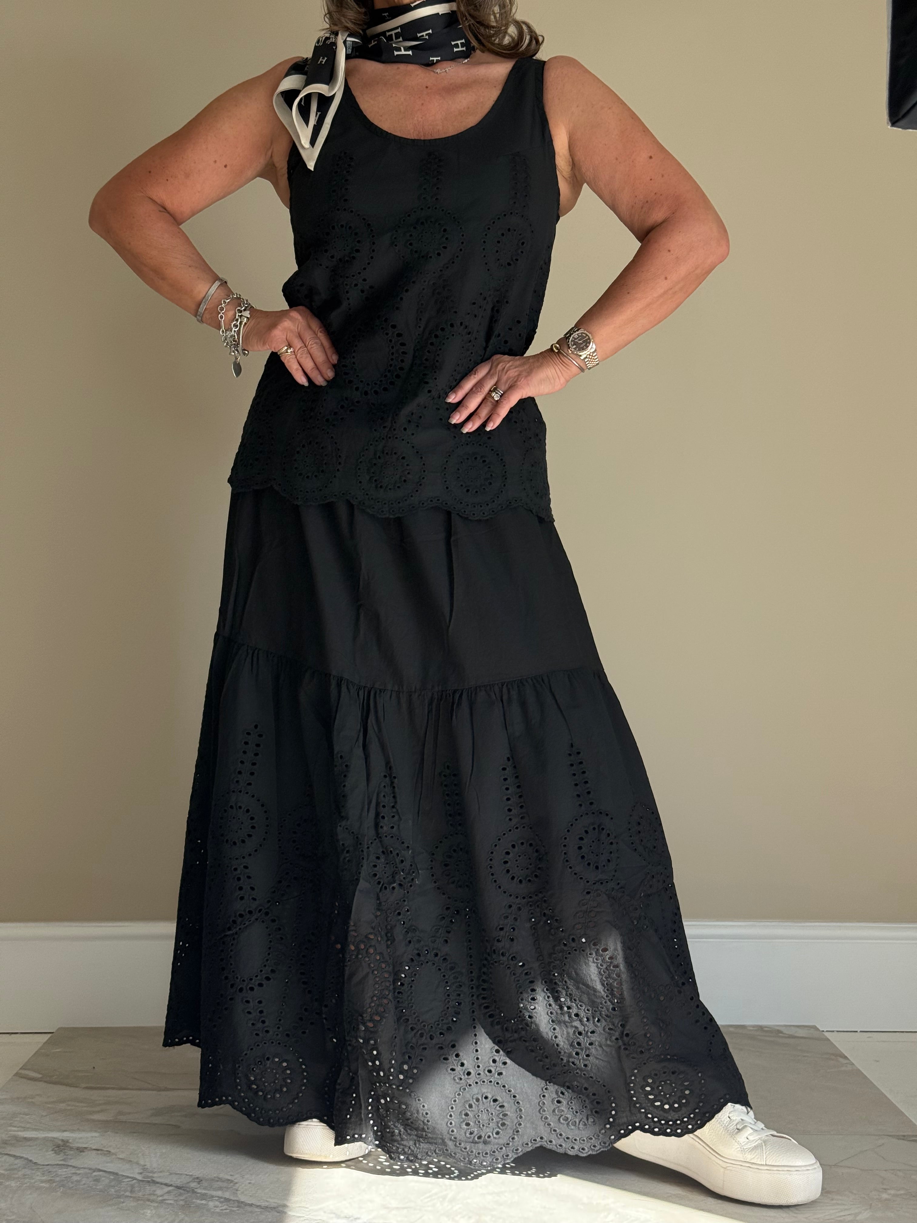 Black Broderie Anglaise Top