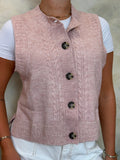 Soft Blush Knitted Button Vest