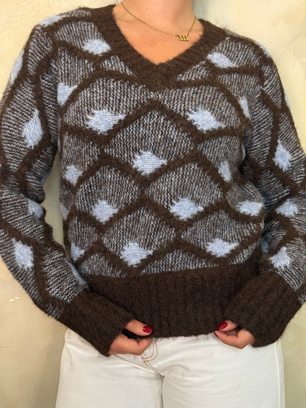 Brown & Blue Knitted Jumper