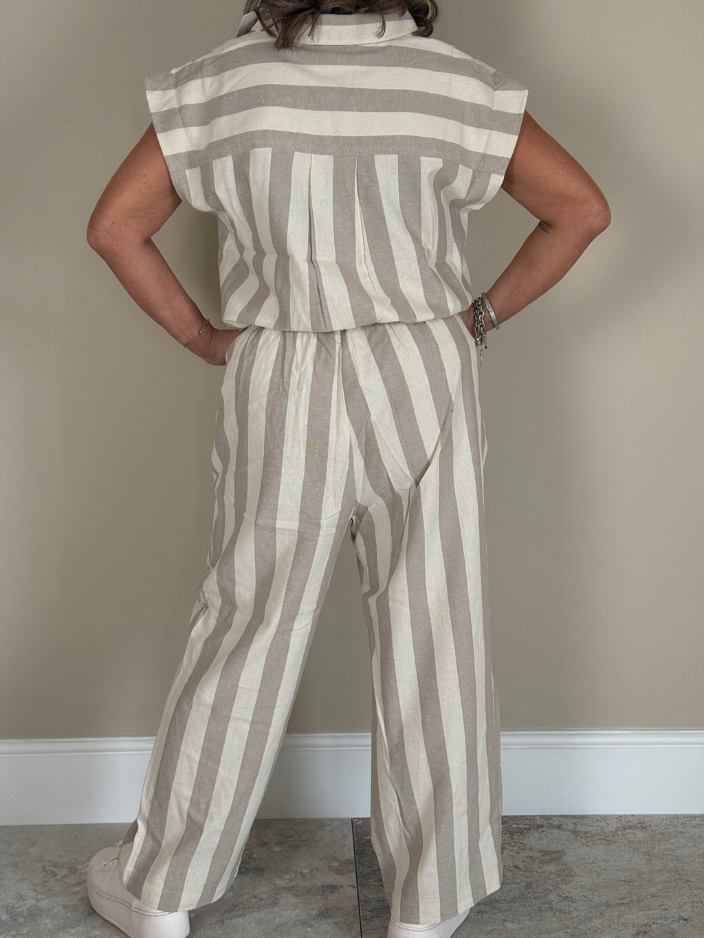 Beige Striped Blouse