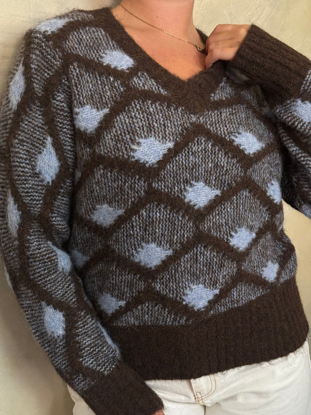 Brown & Blue Knitted Jumper