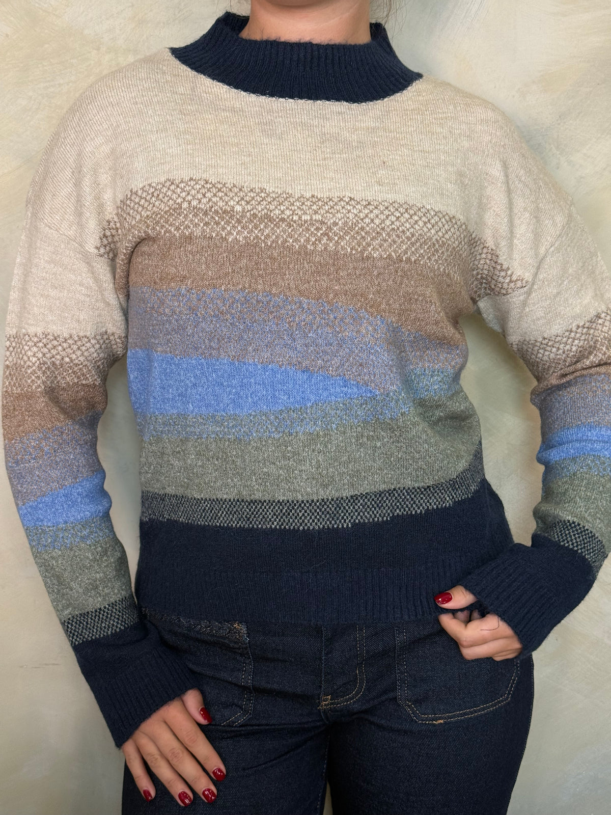 Blue & Navy Colour Block Knit Jumper