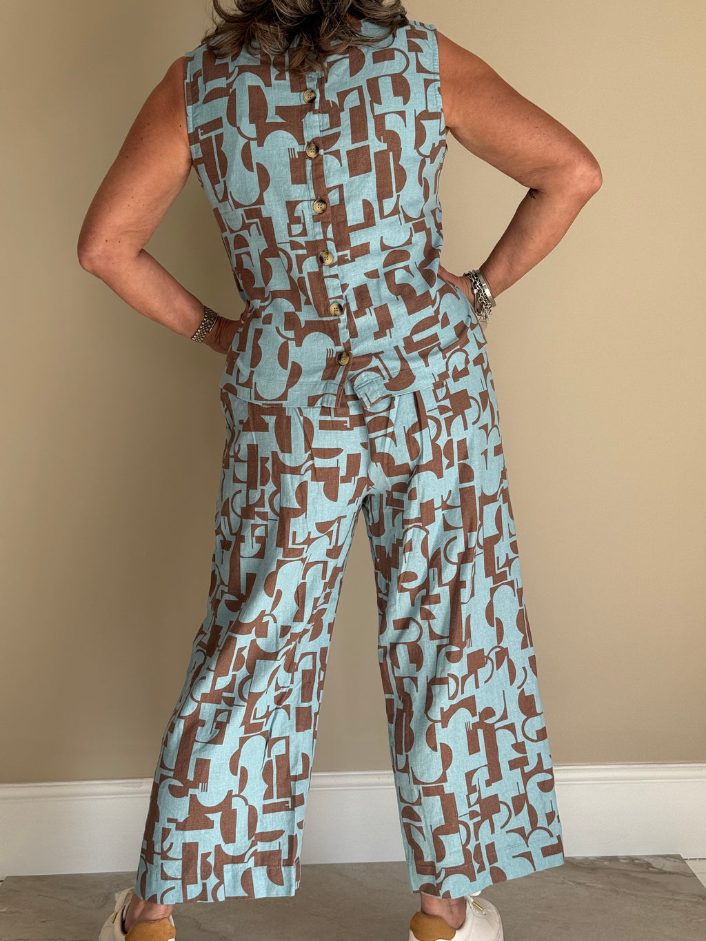 Teal Two Tone Linen Top
