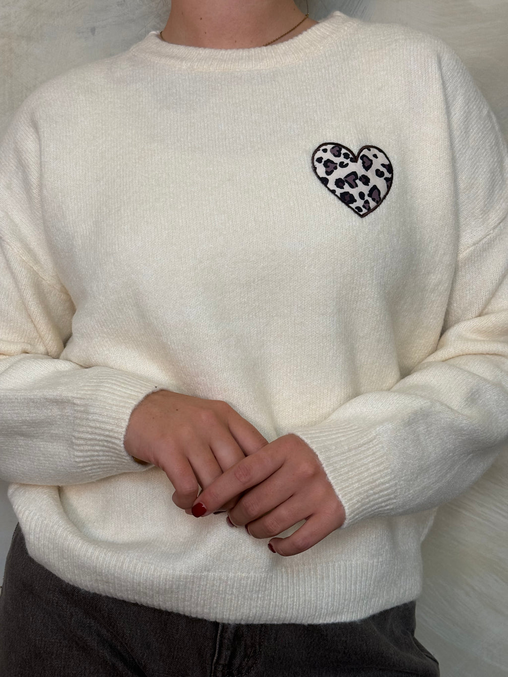 Cream Graphic Knit Jumper