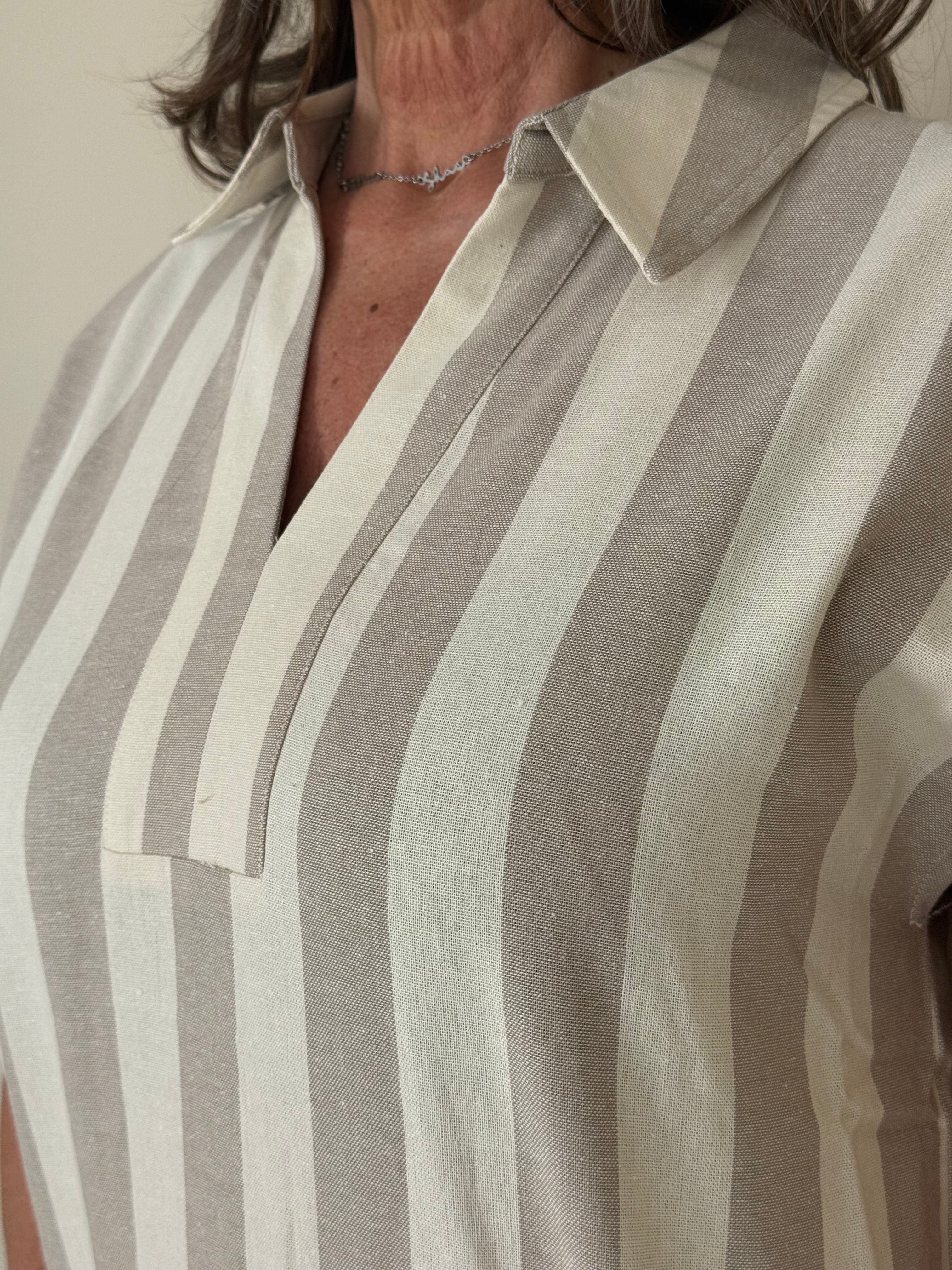 Beige Striped Blouse