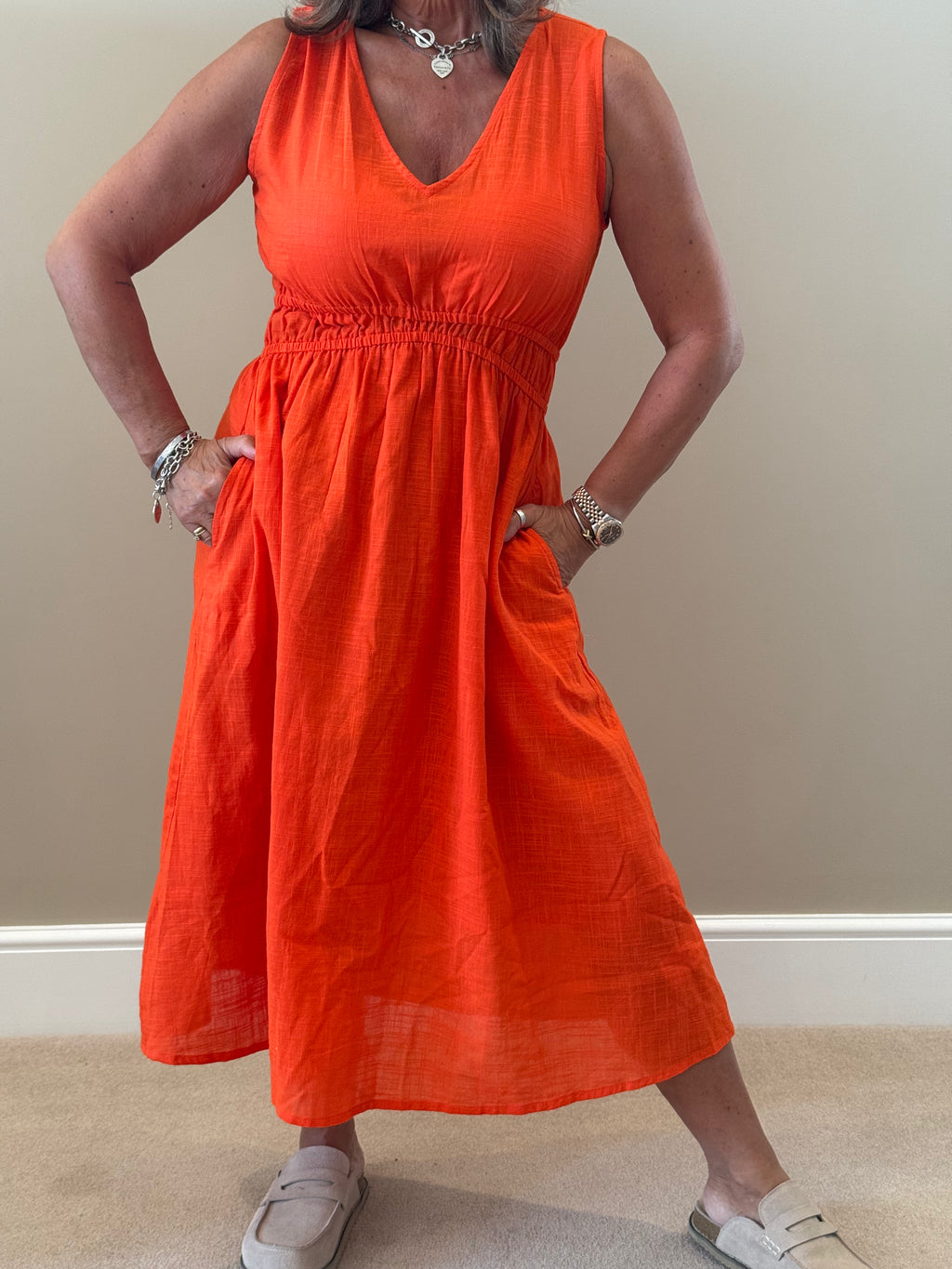 Orange Linen Dress