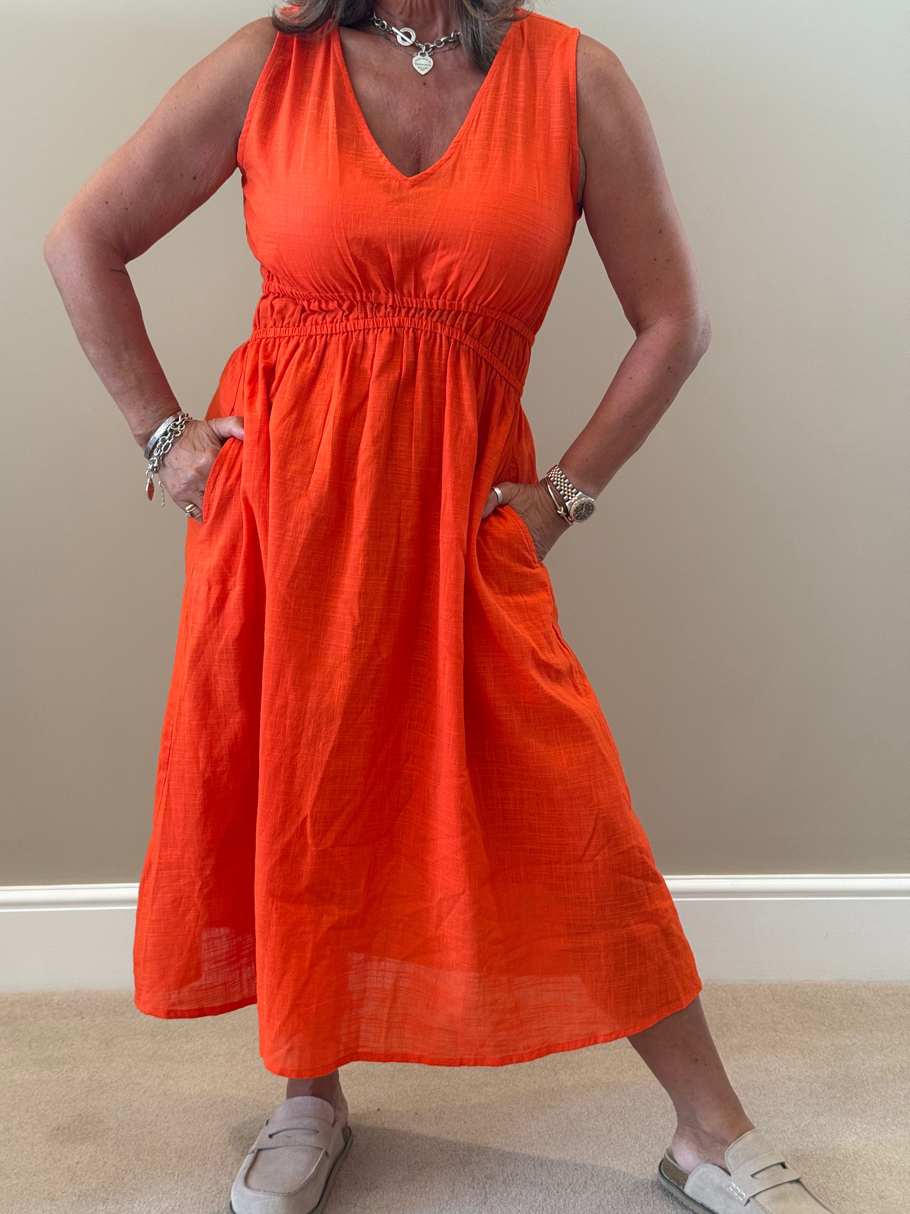Orange Linen Dress