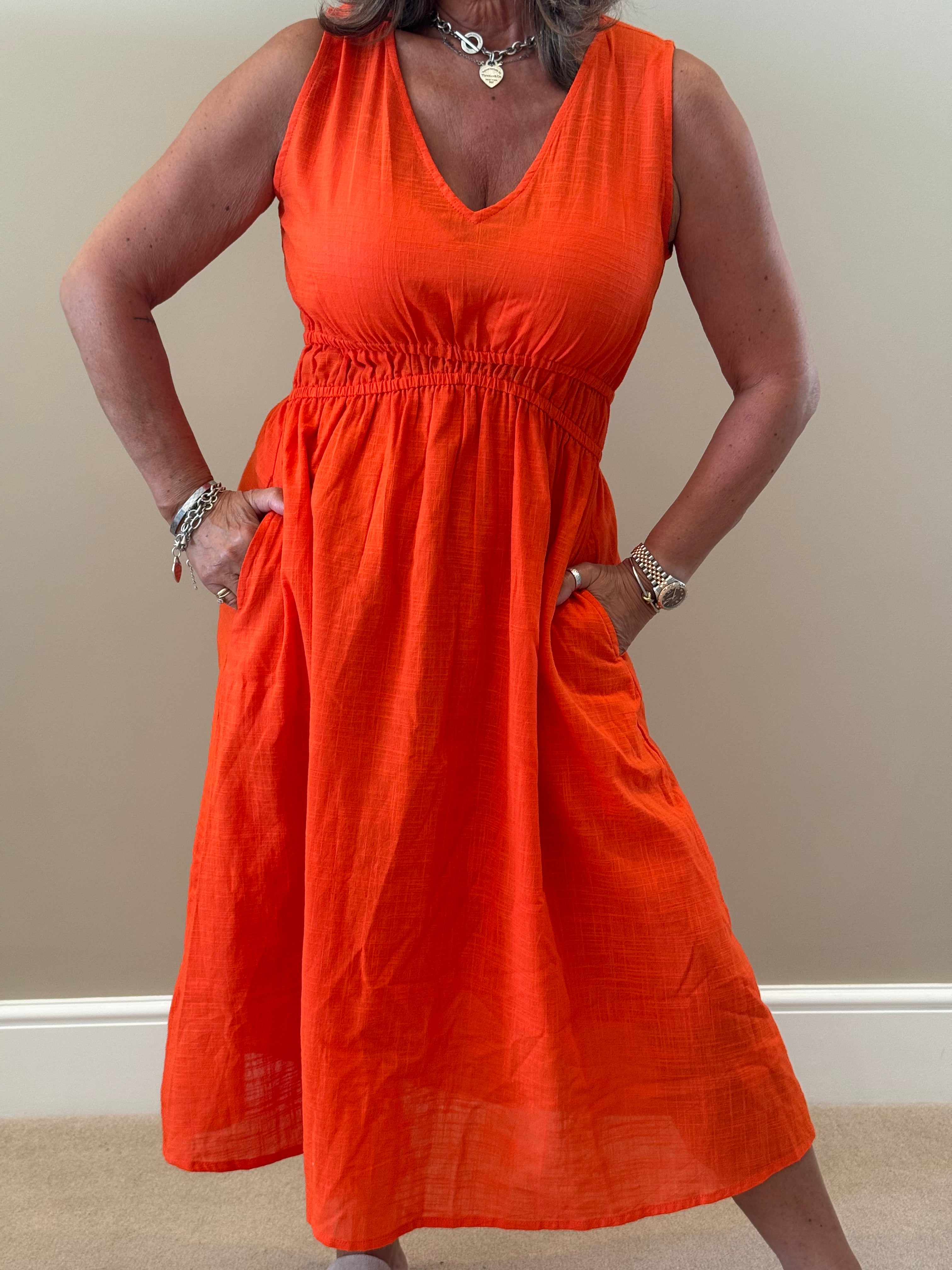 Orange Linen Dress
