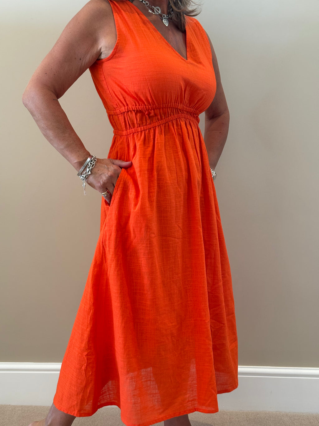 Orange Linen Dress